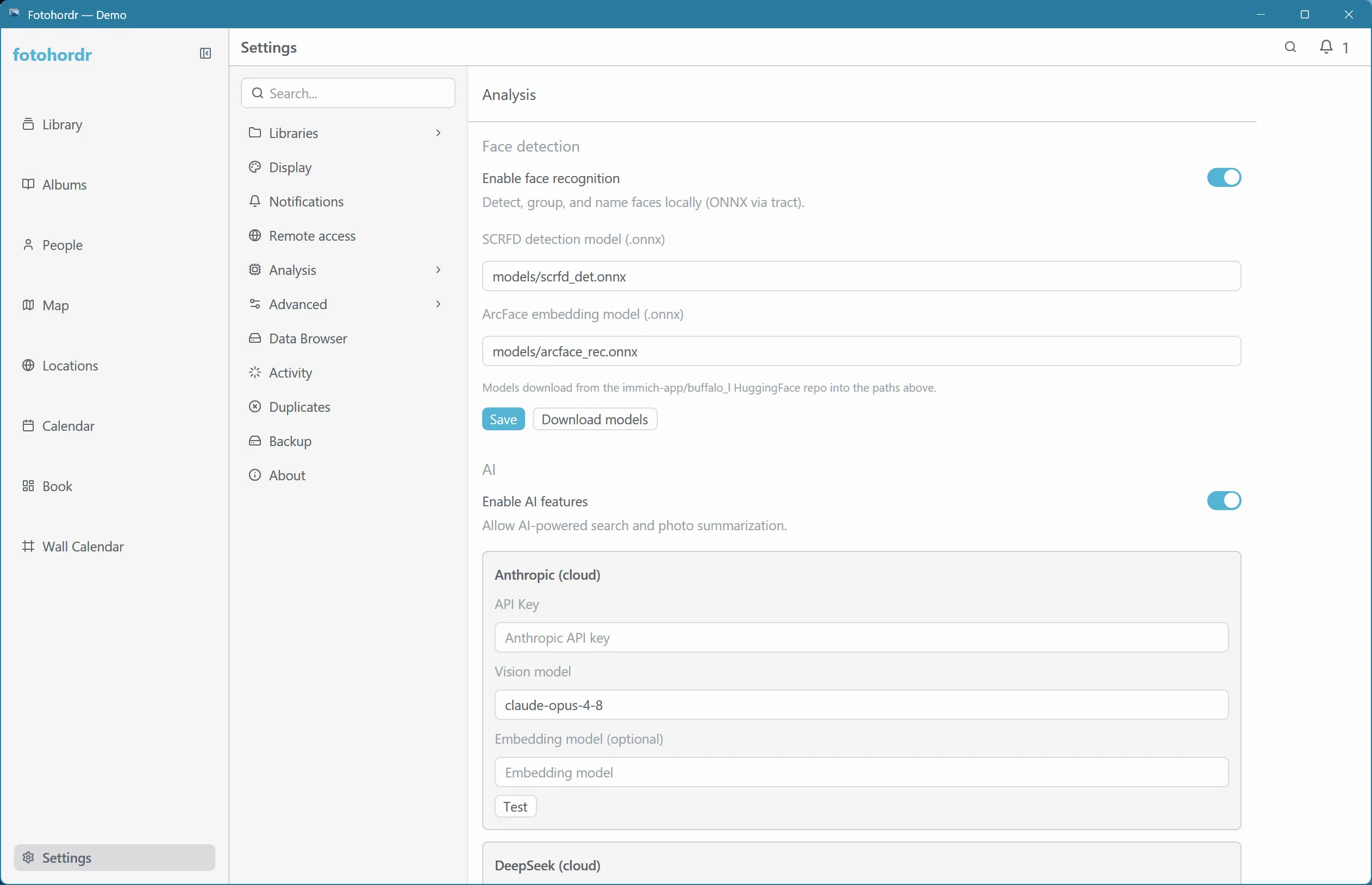 AI provider settings