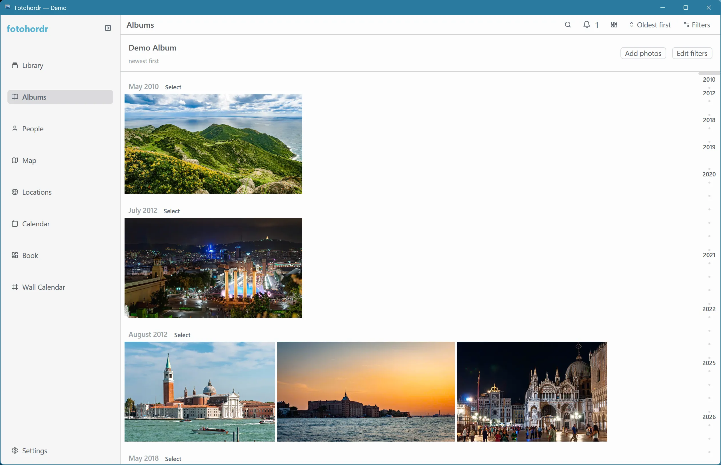 An album's photo grid