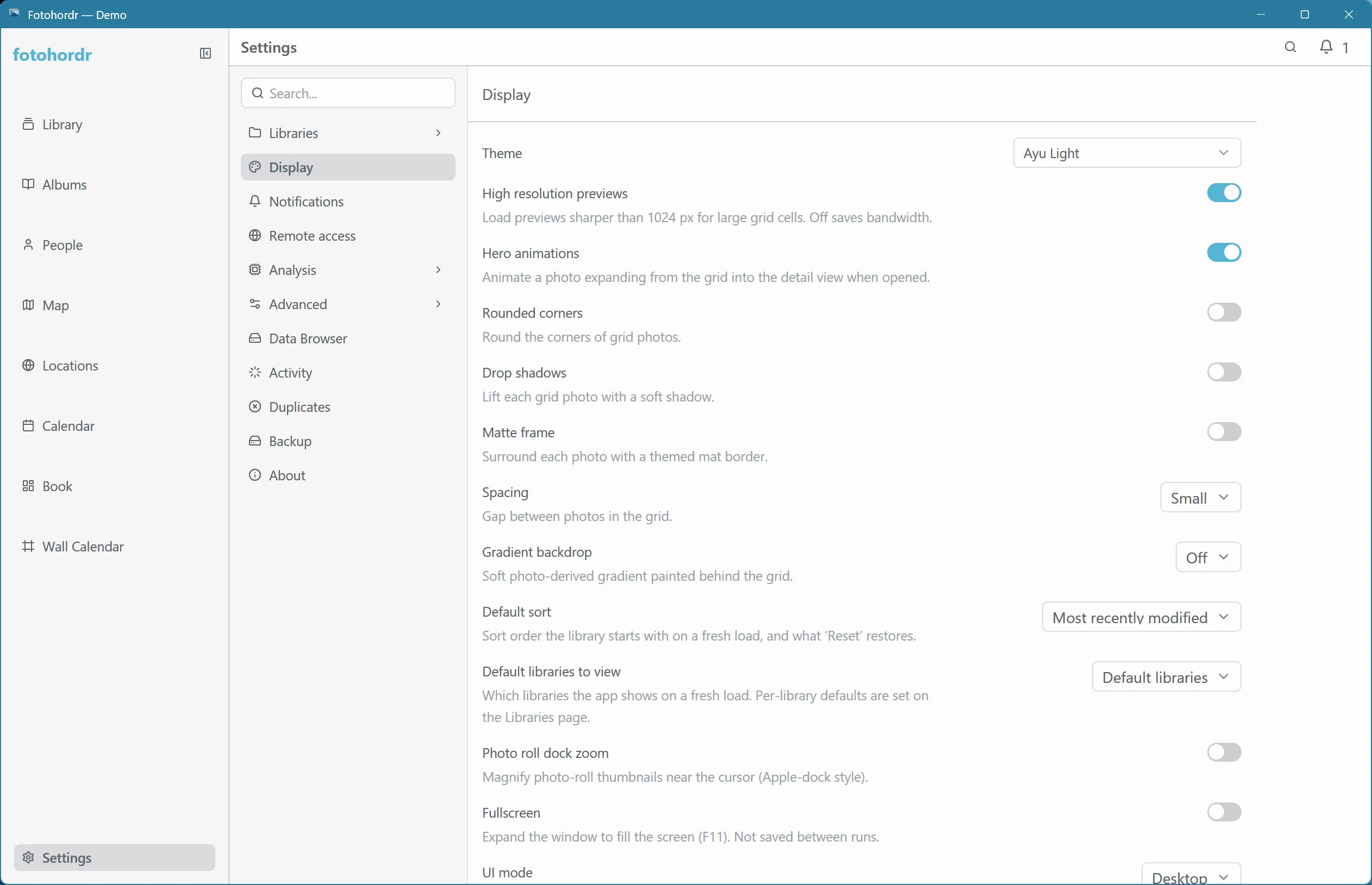 Display settings