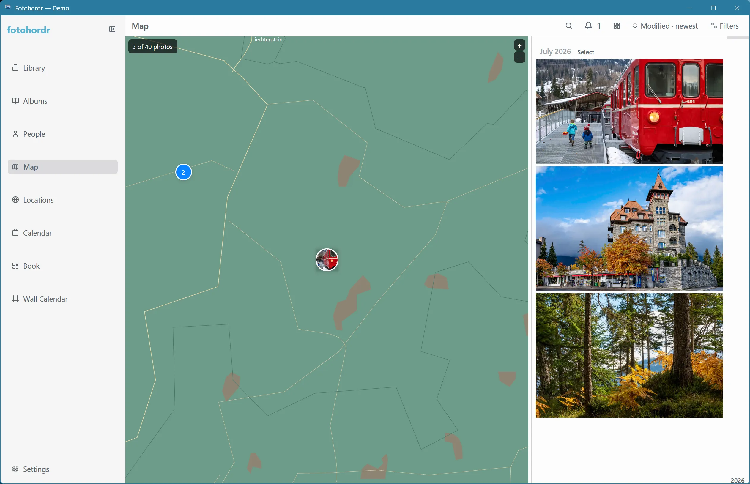 Map zoomed in on a specific photo location